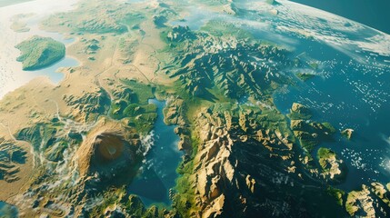 An aerial view of Earth during the day on a map