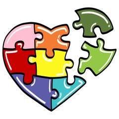 Colorful Puzzle Heart Shaped Vector Illustration Art