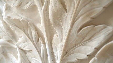 Close-up of an intricately carved elegant leaf pattern with exquisite detail