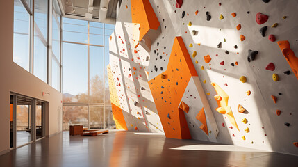 climbing center on a clean minimal with a white wall and copy space for Commercial Photography
