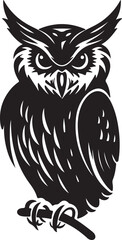 Owl Silhouette Vector Illustration White Background