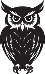 Owl Silhouette Vector Illustration White Background