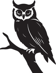 Owl Silhouette Vector Illustration White Background