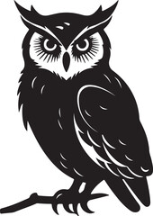 Fototapeta premium Owl Silhouette Vector Illustration White Background