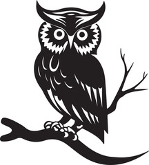 Owl Silhouette Vector Illustration White Background