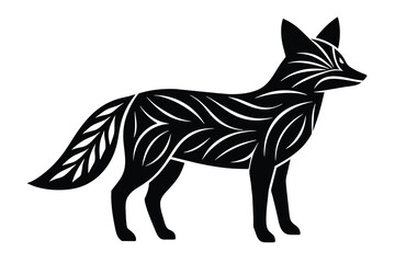 Template for laser cutting, wood carving, paper cut. Silhouettes for cutting. Fox vector stencil