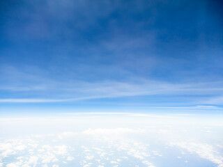 Sky Cloud Background Window Plane Aerial View Air White blue Cloudy High Clear Sunny Landscape...