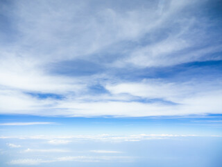 Sky Cloud Background Window Plane Aerial View Air White blue Cloudy High Clear Sunny Landscape...