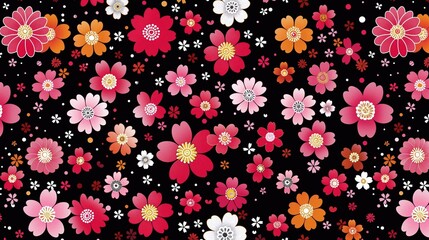 floral pattern inspired by Japan culture, vector design. generative AI