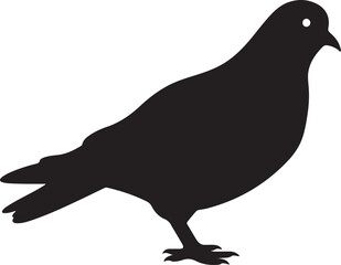 Pigeon Silhouette Vector Illustration White Background