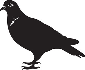 Pigeon Silhouette Vector Illustration White Background