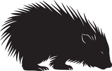 Porcupine Silhouette Vector Illustration White Background