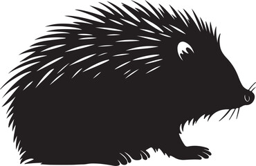 Porcupine Silhouette Vector Illustration White Background