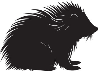 Porcupine Silhouette Vector Illustration White Background