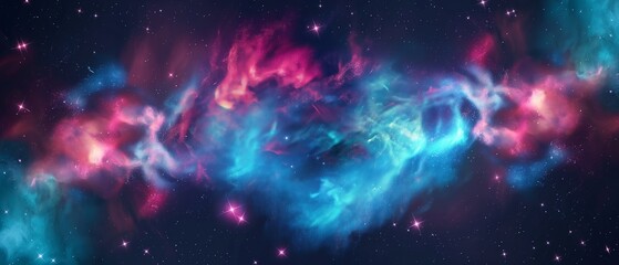 Fototapeta premium Vibrant Cosmic Nebula in Deep Space