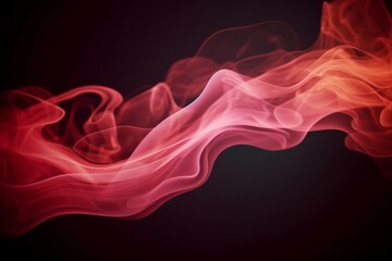 煙や水の中のインクの質感の抽象テンプレート。黒背景にピンクとオレンジの流動体