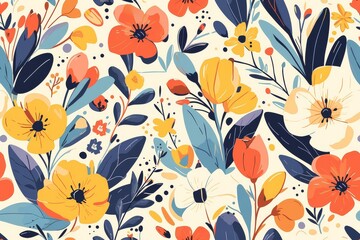 Tulip Symphony A Seamless Vector Pattern of Vibrant Blooms Swaying in the Field
