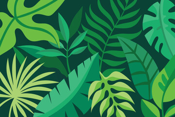 Tropical Green Leaves vector Background