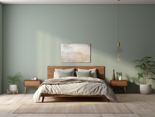 bedroom in modern mid-century style with copy space for Commercial Photography