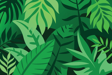 Tropical Green Leaves vector Background