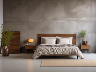 bedroom in modern mid-century style with copy space for Commercial Photography