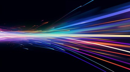 Colorful speed lines on black Background. Generative ai 