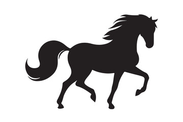 isolated black silhouette of a horse collection, Set of horse silhouette vector. A silhouette of a running horse, horse silhouette vector illustration