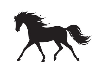 isolated black silhouette of a horse collection, Set of horse silhouette vector. A silhouette of a running horse, horse silhouette vector illustration