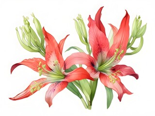 Clianthus Flower Watercolor Plant Nature Art