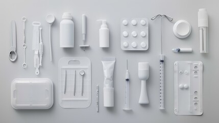 A minimalist composition of medical supplies.