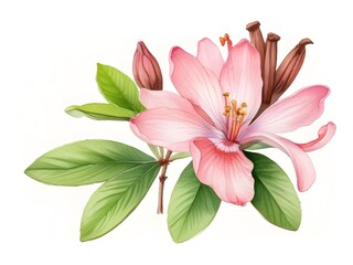 Clove Pink Flower Watercolor Plant Nature Art