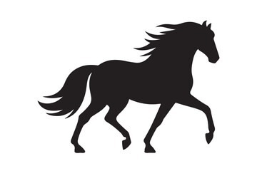 isolated black silhouette of a horse collection, Set of horse silhouette vector. A silhouette of a running horse, horse silhouette vector illustration