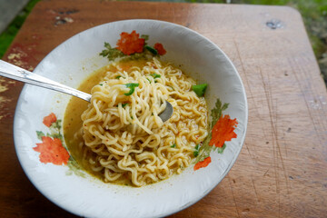 simple noodle soup in a bowl