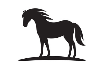 isolated black silhouette of a horse collection, Set of horse silhouette vector. A silhouette of a running horse, horse silhouette vector illustration