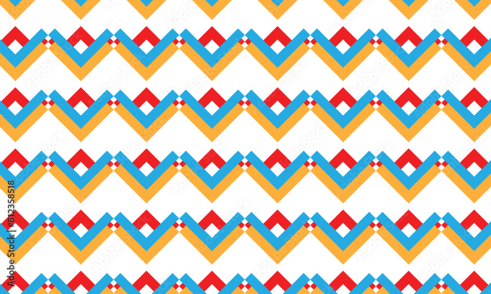 Poster abstract simple monochrome geometric blue red orange wave pattern.