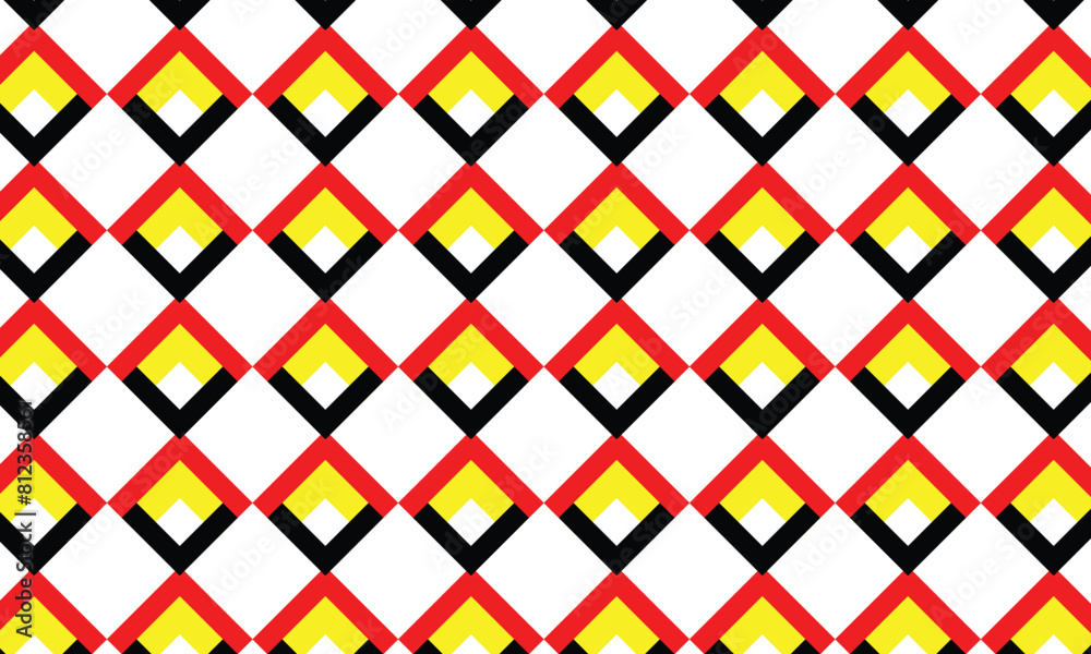 Poster abstract simple monochrome geometric black red yellow pattern.