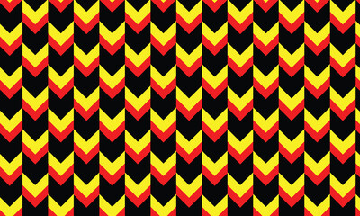 abstract simple monochrome geometric black red yellow wave vector pattern.