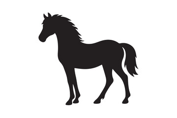 isolated black silhouette of a horse collection, Set of horse silhouette vector. A silhouette of a running horse, horse silhouette vector illustration