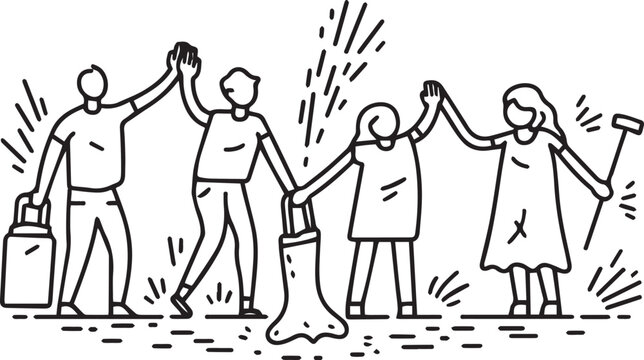 Community Cleanup Event Illustration