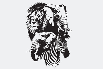 Obraz premium Lion Elephant Vectors