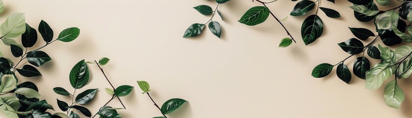 Lovely botanical frame design on beige background social media