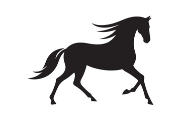 Obraz premium isolated black silhouette of a horse collection, Set of horse silhouette vector. A silhouette of a running horse, horse silhouette vector illustration