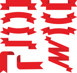 Basic Red Ribbon Collection For Banners