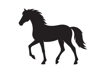 isolated black silhouette of a horse collection, Set of horse silhouette vector. A silhouette of a running horse, horse silhouette vector illustration