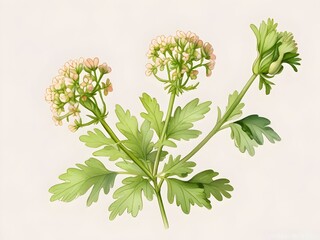 Coriander Flower Watercolor Plant Nature Art