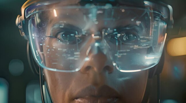 a doctor uses technology digital intelligence glasses