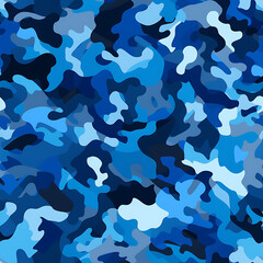 Blue camouflage digital art seamless pattern, the design for apply a variety of graphic works