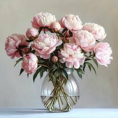 Obraz premium Elegant Peonies in a Transparent Vase