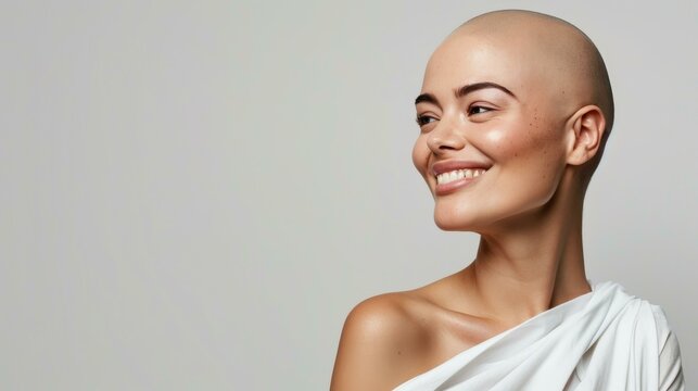 Portrait of a confident, bald woman showcasing strength, Ai Generated