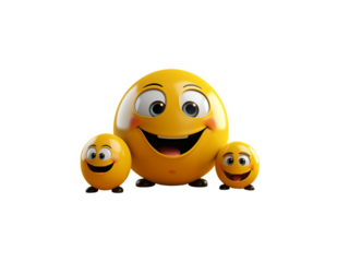 happy smiles, 3D cartoon characters, emojis, Generative AI